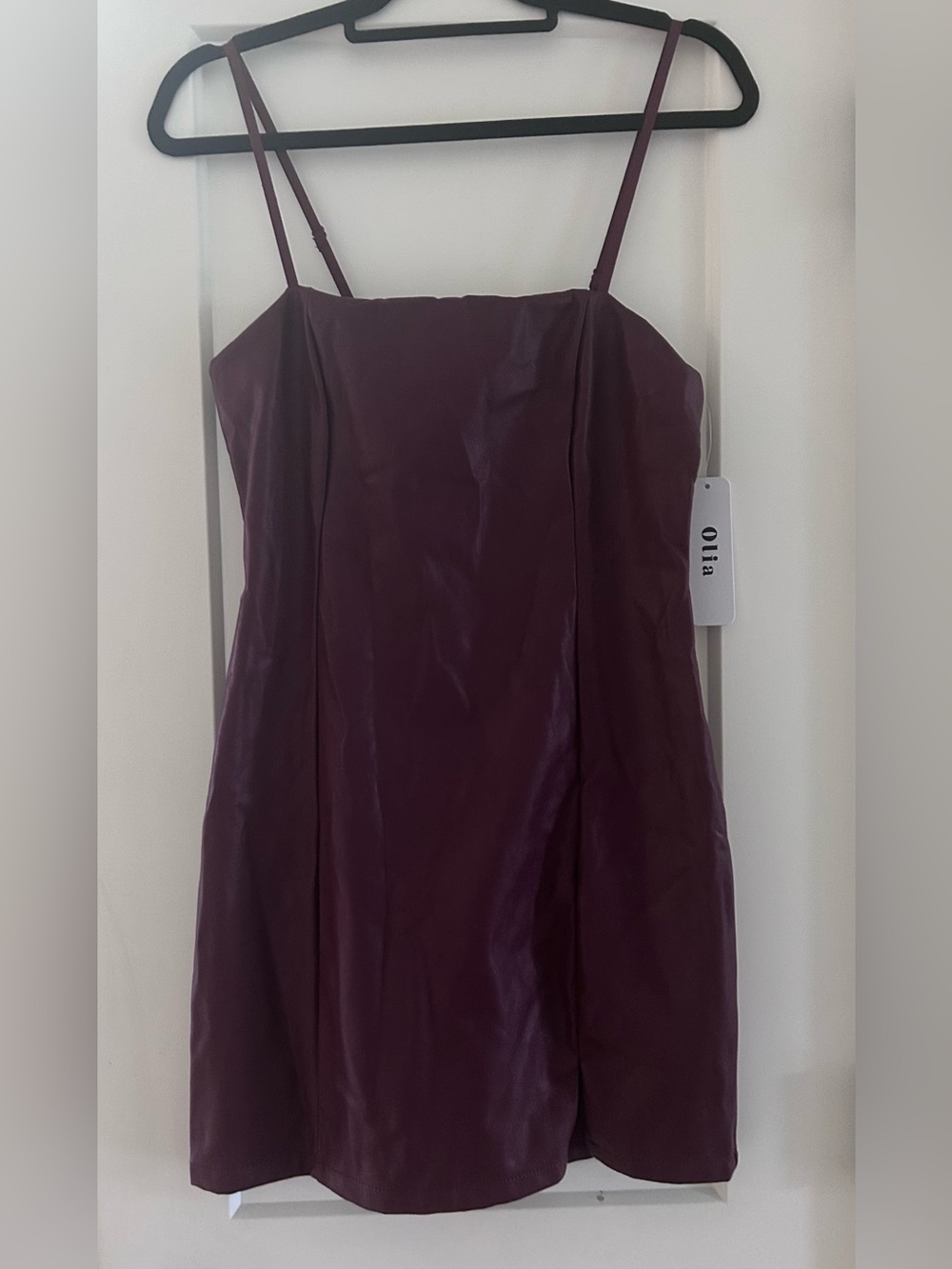 Olia burgundy wine faux leather mini dress medium